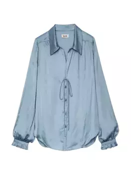 Атласная блузка с длинными рукавами Tilan Zadig & Voltaire, цвет nuage
