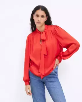 Атласная блузка с длинными рукавами Tintoretto, красный