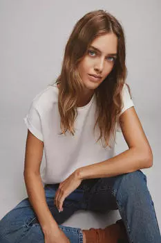 Атласная блузка с короткими рукавами Vila, белый