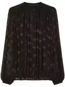 Атласная блузка с логотипом DG DOLCE & GABBANA, черный