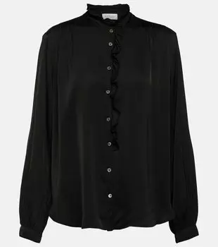Атласная блузка с оборками Velvet, черный