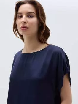 Атласная блузка с отворотами Hybrid, цвет dark blue