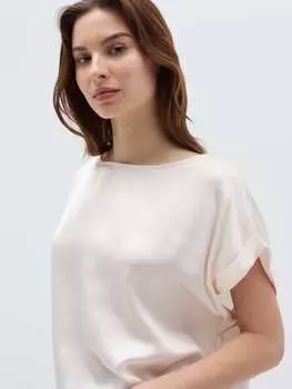 Атласная блузка с отворотами Hybrid, цвет natural