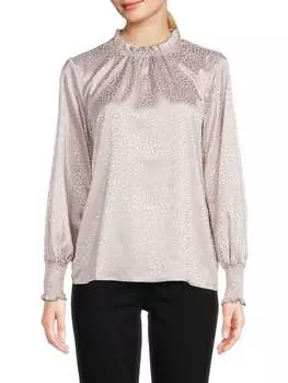 Атласная блузка с присборенными манжетами Saks Fifth Avenue Black