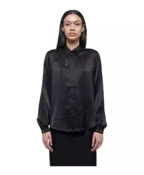 Атласная блузка с пышными рукавами John Richmond, черный