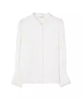 Атласная блузка с рюшами и пуговицей B Busnel, бежевый