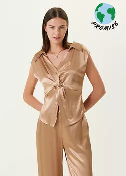 Атласная блузка с узлом норки Beymen