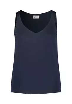 Атласная блузка с V-образным вырезом Vera Mont, цвет Night Sky