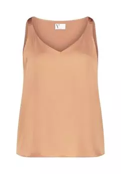 Атласная блузка с V-образным вырезом Vera Mont, цвет Golden Cinnamon