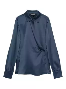 Атласная блузка с запахом EMPORIO ARMANI, синий