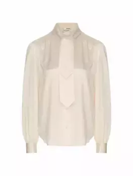 Атласная блузка Saint Laurent, бежевый