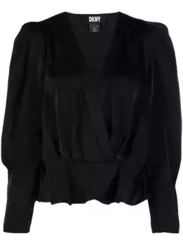 Атласная блузка со складками DKNY, черный