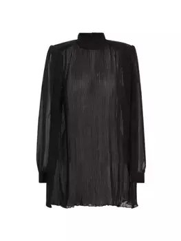 Атласная блузка со складками на сильных плечах Frame, черный