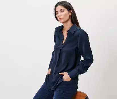 Атласная блузка Tchibo, темно-синий