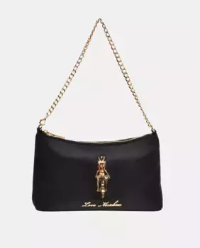 Атласная черная сумка на молнии Love Moschino, черный