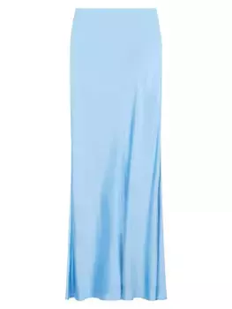 Атласная длинная юбка Voyage «Рыбий хвост» Staud, синий