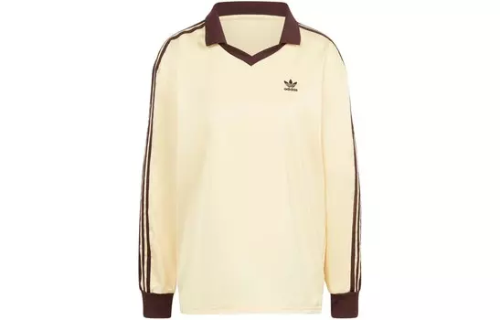 Атласная футболка с длинным рукавом и тремя полосками, желтая Adidas Originals