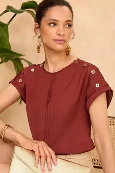 Атласная футболка с пуговицами Love & Roses, красный