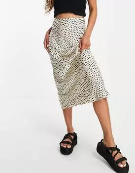 Атласная косая юбка миди с животным принтом ASOS DESIGN