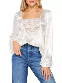 Атласная кружевная блузка с блестками и сиянием Baea, слоновая кость
