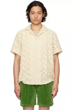 Атласная кубинская рубашка крючком Oas, цвет off-white