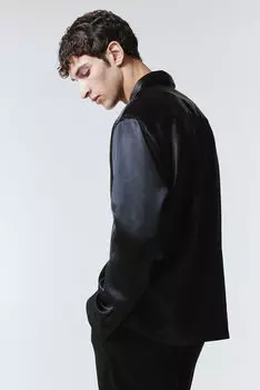 Атласная курортная рубашка стандартного кроя H&M, черный