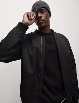 Атласная куртка-бомбер Marks & Spencer, черный