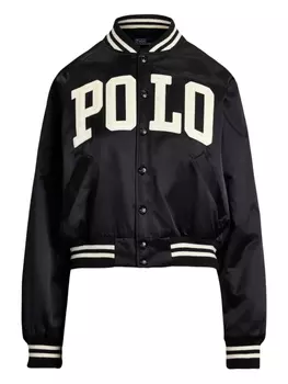 Атласная куртка-бомбер с логотипом Polo Ralph Lauren, черный