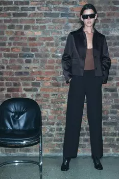 Атласная куртка коллекции ZW ZARA, черный