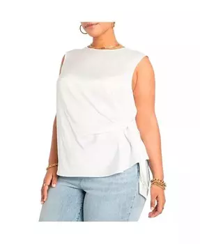 Атласная майка больших размеров с завязками по бокам ELOQUII, белый