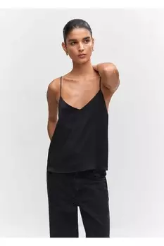 Атласная майка Mango, черный