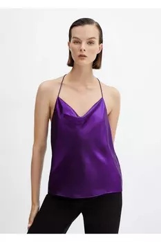 Атласная майка Mango, фиолетовый