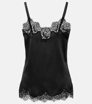 Атласная майка с кружевом DOLCE&GABBANA, черный
