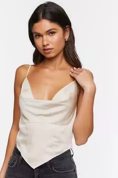Атласная майка с воротником-хомутом Forever 21, коричневый