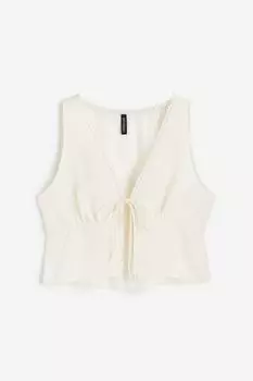 Атласная майка с завязками H&M, крем