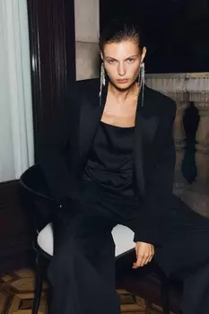 Атласная майка со стразами H&M, черный
