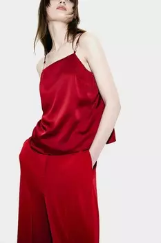 Атласная майка со стразами H&M, красный