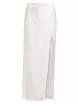 Атласная макси-юбка со складками Salma Aiifos, белый