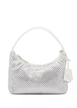 Атласная мини-сумка с украшением из кристаллов Prada