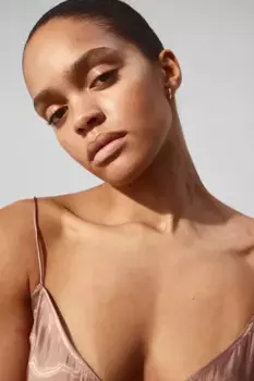 Атласная ночная рубашка H&M, бежевый