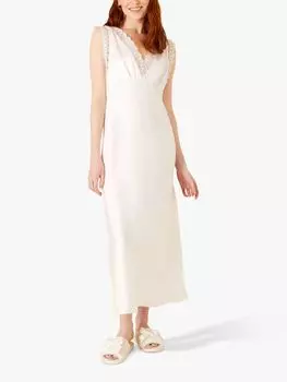 Атласная ночная рубашка Monsoon Bridal с кружевной отделкой, цвет слоновой кости