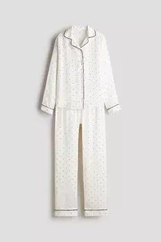 Атласная пижама H&M, белый