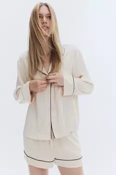 Атласная пижама H&M, бежевый