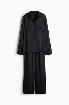 Атласная пижама H&M, черный