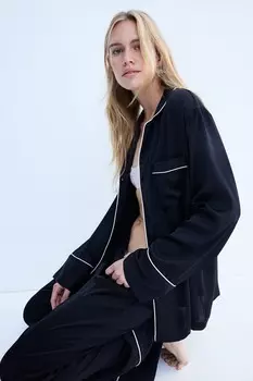Атласная пижама H&M, черный