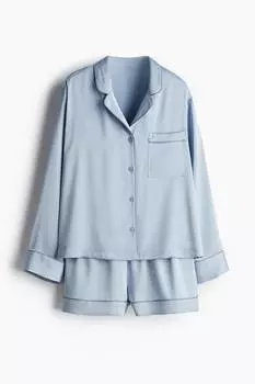 Атласная пижама H&M, голубой