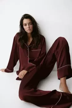 Атласная пижама H&M, красный