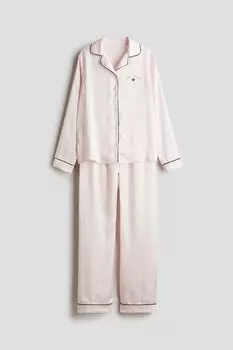 Атласная пижама H&M, розовый