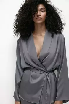 Атласная пижама H&M, серый