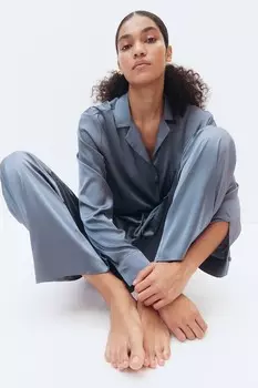 Атласная пижама H&M, синий